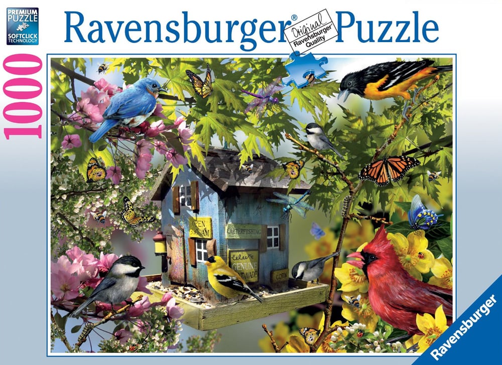 Time for Lunch Birds painted by artist Lori Schory ravensburger 1000 piece jigsaw puzzel # 156115 time-for-lunch