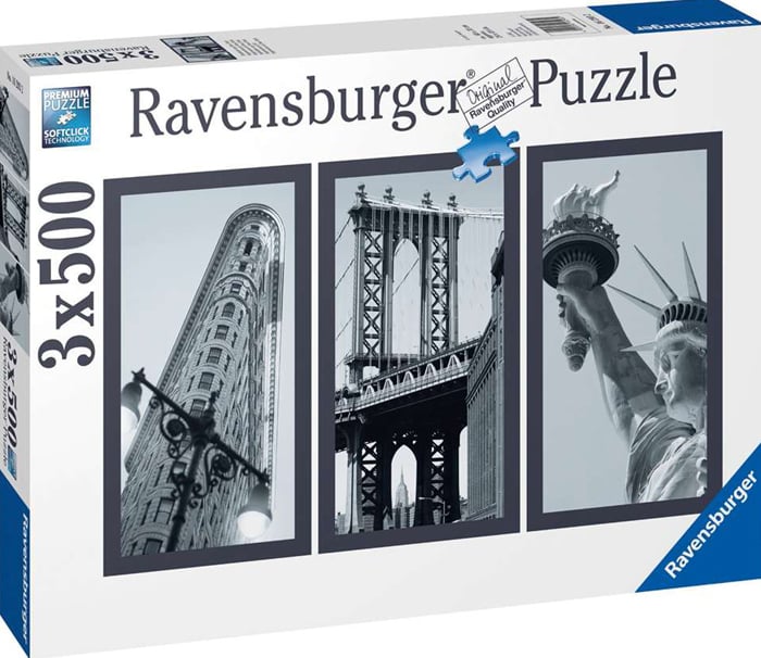 Impressions of New York with the Statue of Libert in Black & White 1500Piece puzzle by Ravensburger impressions-of-new-york