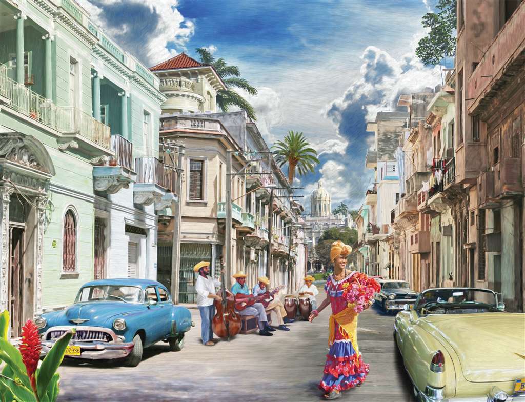 cuban impressions painting by walter pepperel ravensburger 2000 piece jigsaw puzzle cuban-impressions