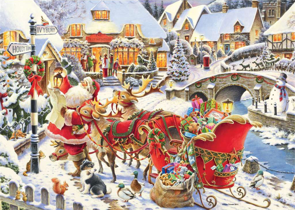 Roy Trower Artist Which Way Santa? visit christmas Ravenbsurger JigsawPuzzles thousand pieces jigsaw which-way-santa