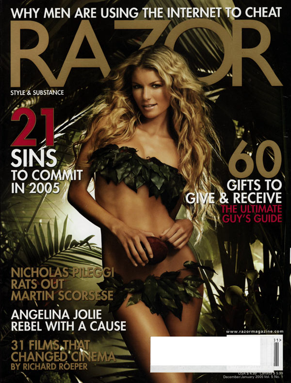 Razor Vol. 5 # 1 - December 2004/January 2005 magazine back issue Razor magizine back copy razor magazine december 2004, angelina jolie, 31 films, sins, internet cheating, sexy women photos,