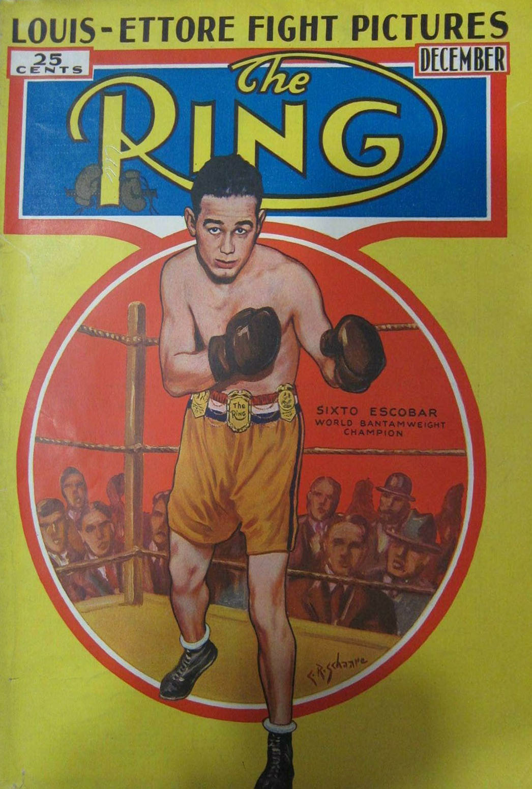 Ring, The December 1936, Ring, The December 1936 American boxing magazine back issue first published in 1922 by Sports & Entertainment Publications.  Louis - Ettore Fight Pictures., Louis - Ettore Fight Pictures