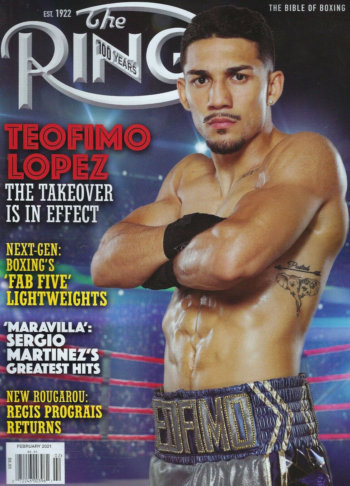 Ring, The February 2021 magazine back issue Ring, The magizine back copy Ring, The February 2021 American boxing magazine back issue first published in 1922 by Sports & Entertainment Publications.  Teofimo Lopez The Takeover Is In Effect.