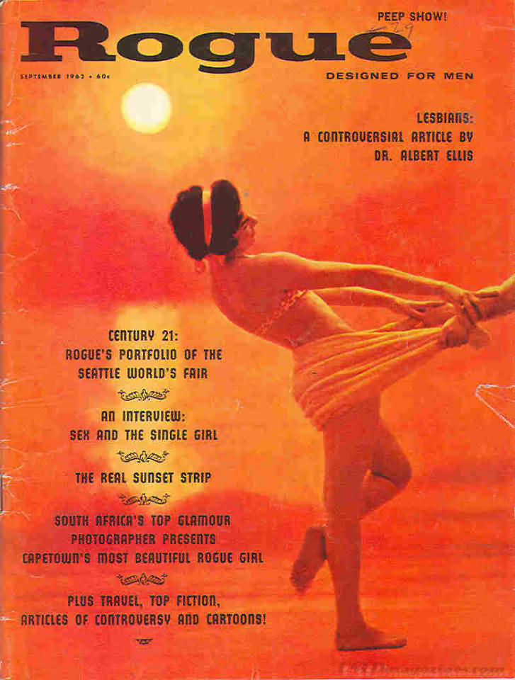 Rogue September 1962 magazine back issue Rogue magizine back copy Rogue September 1962 Adult Magazine Designed for Men Back Issue Published by William Hamling in Chicago. Lesbians: A Controversial Article By Dr. Albert Ellis.