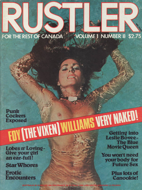 Rustler Vol. 1 # 8 magazine back issue Rustler magizine back copy Punk Cockers Exposed, Edy (the Vixen ) Williams Very Naked, Lobes n' Loving, Star Whores. 