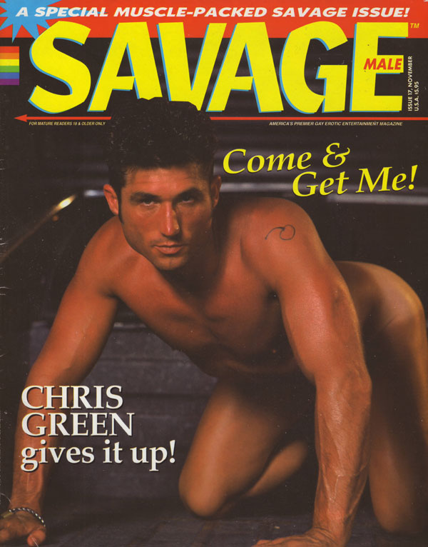 Savage Male # 17 magazine back issue Savage Male magizine back copy savage male 1995 back issues hot and horny nude men tight abs huge dicks throbbing cocks anal dp exp
