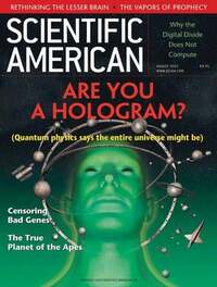 Scientific American August 2003 magazine back issue cover image