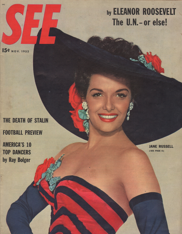 See November 1952 magazine back issue See magizine back copy Jane Russell,Eleanor Roosevelt,Top Dancers,Death of Stalin,Football Preview,Charlie McCarthy 