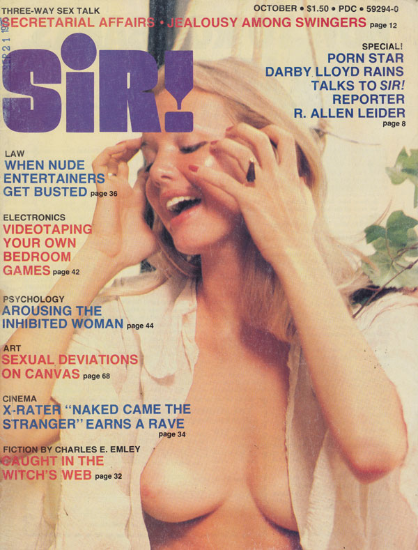 Sir October 1975 magazine back issue Sir magizine back copy sir! magazine 1975 back issues hot sex talks porn star interviews naughty erotic pin up spreads arou