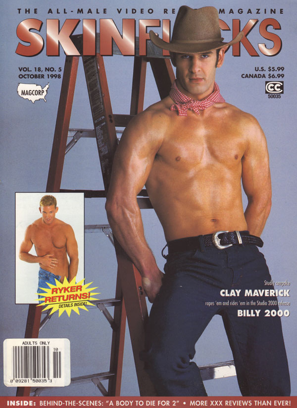Skin Flicks October 1998 magazine back issue Skin Flicks magizine back copy skinflicks porn magazine 1998 back issues hot horny nude men explicit gay xxx video reviews all-male
