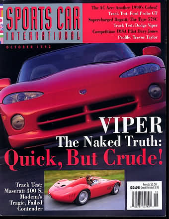Sports Car International October 1992 magazine back issue Sports Car International magizine back copy 