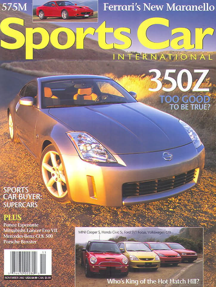 Sports Car International November 2002 magazine back issue Sports Car International magizine back copy 