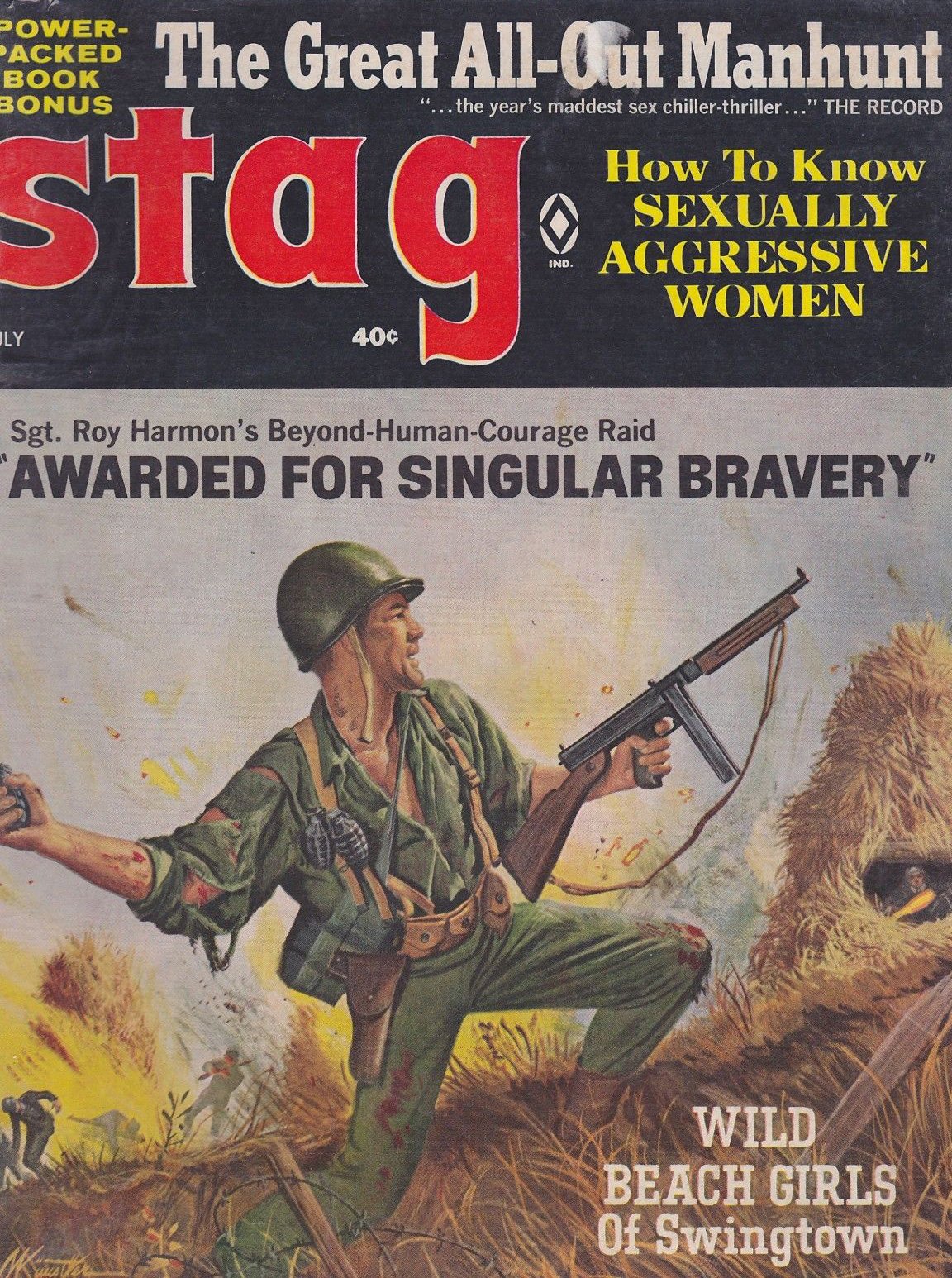 Stag July 1966 magazine back issue Stag magizine back copy Stag July 1966 Magazine for Men Adult Back Issue Published by Leeds Publishing Corp. The Great All - Out Manhunt.