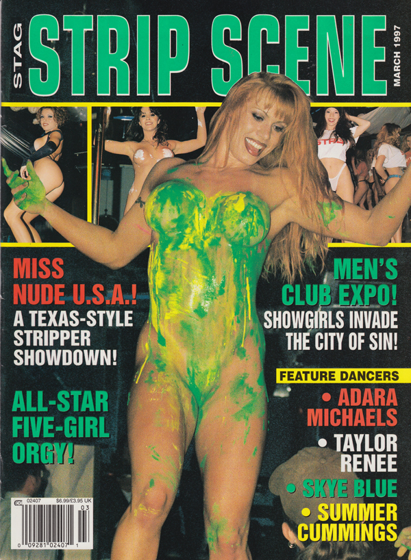 Stag March 1997 - Strip Scene magazine back issue Stag magizine back copy miss nude usa a texas style stipper showdown mens club expo showgirls invade city of sin five girl o