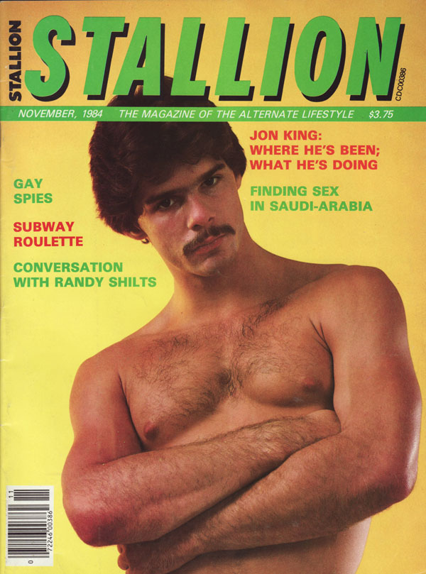 Stallion November 1984 magazine back issue Stallion magizine back copy gay spies subway roulette conversation with randy shilts jon king where he's been what he's been doi