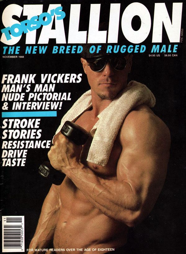 Stallion November 1988 magazine back issue Stallion magizine back copy torso's stallion magazine, used back issues gay men hardbodied, frank vickers, hot muscles on gay me