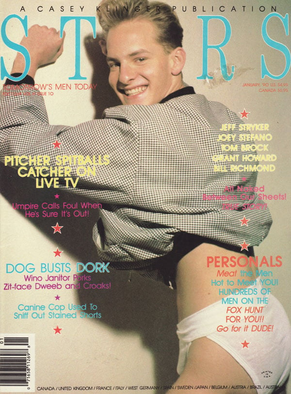 Stars January 1990 magazine back issue Stars magizine back copy stars magazine 1991 back issues sexy erotic pictorials tight ass men with huge muscles long hard dic