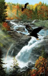 Eagles at the Waterfall painted by Kevin Daniels 1000 piece jigsaw puzzle manufactured by suns out