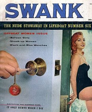 Swank February 1959 magazine back issue Swank magizine back copy Swank February 1959 Adult Pornographic Magazine Back Issue Published by Magna Publishing Group. The Nude Stowaway In Lifeboat Number Six.