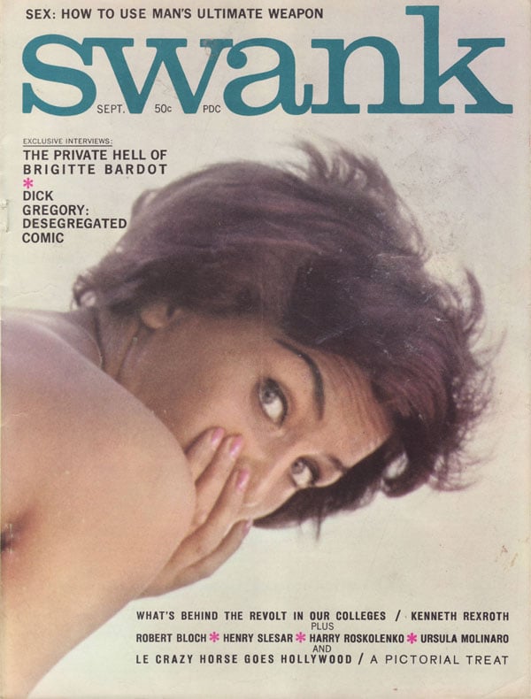 Swank September 1961 magazine back issue Swank magizine back copy the private hell of brigitte bardot dick gregory desegregated comic what's behing the revolt in our 