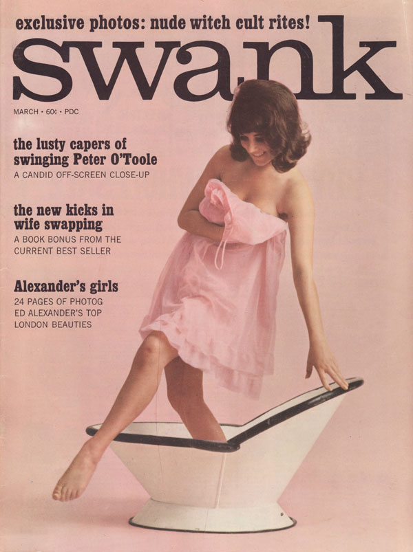 Swank March 1966 magazine back issue Swank magizine back copy nude witch cult rites the lusty capers of swinging peter o'toole the new kicks in wife swapping alex