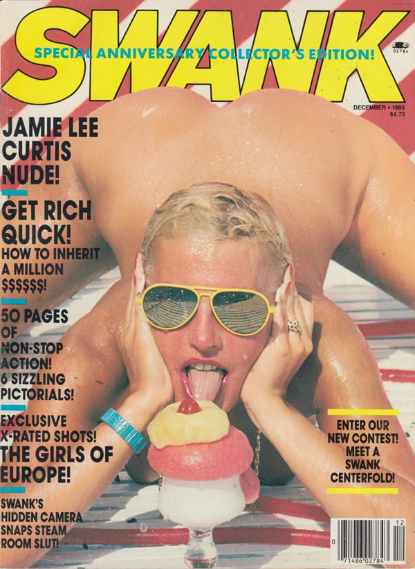 Swank December 1985 magazine back issue Swank magizine back copy jamie lee curtis nude get rich quick inherit millions non stop sizzling x rated show the girl of eur