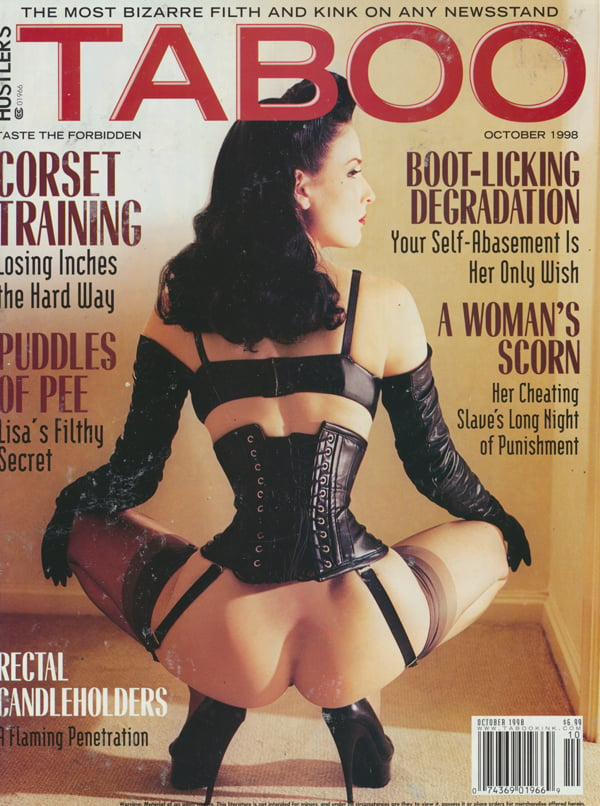 Taboo October 1998 magazine back issue Taboo magizine back copy Taboo October 1998 Adult Pornographic Magazine Back Issue Published by LFP, Larry Flynt Publications. Covergirl Dita Von Teese Photographed by Chas Krider.