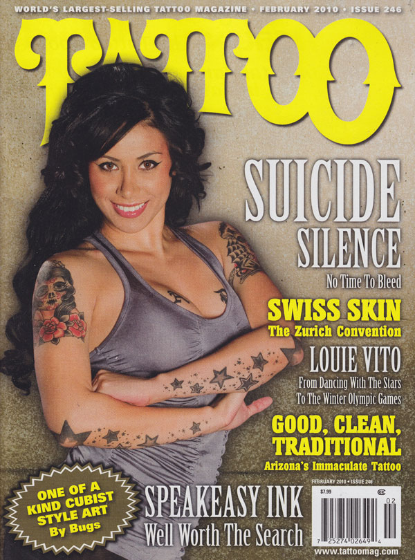 Tattoo # 246 - February 2010, tattoo magazine 2010 issues tats body art parlours artists zurich tattoo convention louis vito inked, Covergirl Diana Cardiel Photographed by Billy Tinney (Not Nude) 