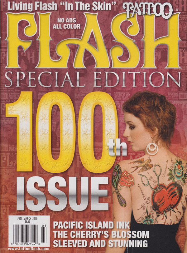 Tattoo Flash # 100, March 2010 magazine back issue Tattoo Flash magizine back copy tattoo flash 100th issues 2010 in the skin hottest tat magazine body art tattoo parlours artists ink