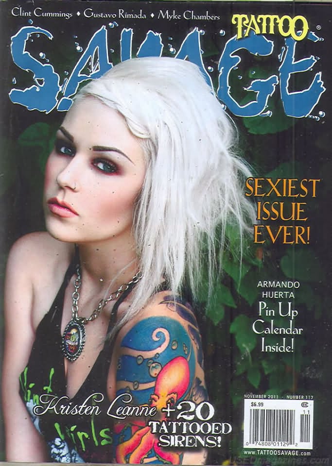 Tattoo Savage November 2011 magazine back issue Tattoo Savage magizine back copy 