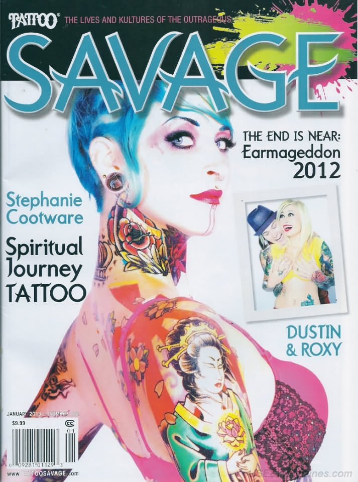 Tattoo Savage January 2013 magazine back issue Tattoo Savage magizine back copy 