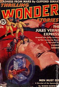Thrilling Wonder Stories April 1939 magazine back issue cover image