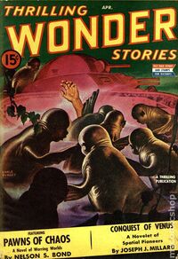 Thrilling Wonder Stories April 1943 magazine back issue cover image
