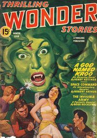 Thrilling Wonder Stories February 1944 magazine back issue cover image