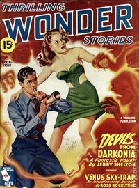 Thrilling Wonder Stories May 1945 magazine back issue cover image