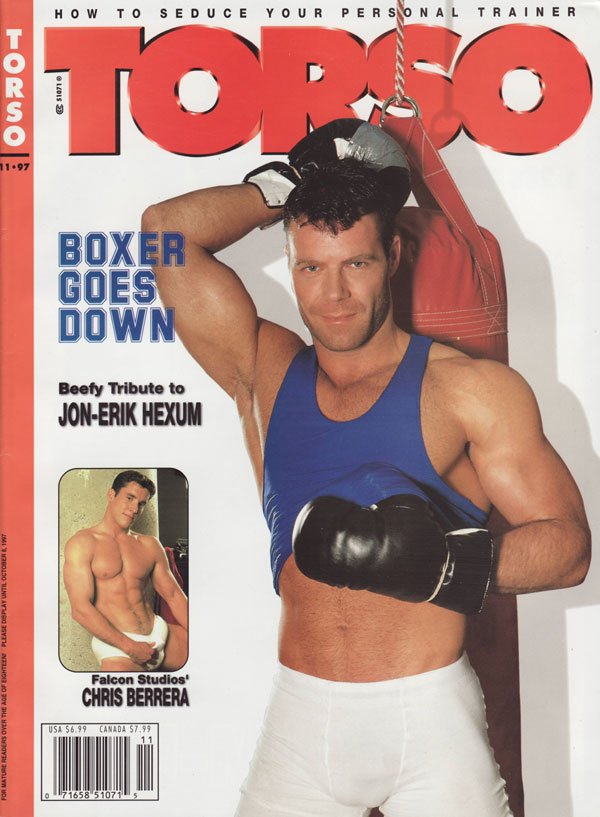 Torso November 1997 magazine back issue Torso magizine back copy how to seduce your personal trainer boxer goes down beefy tribute to jon-erik hexum chrisberrra chri