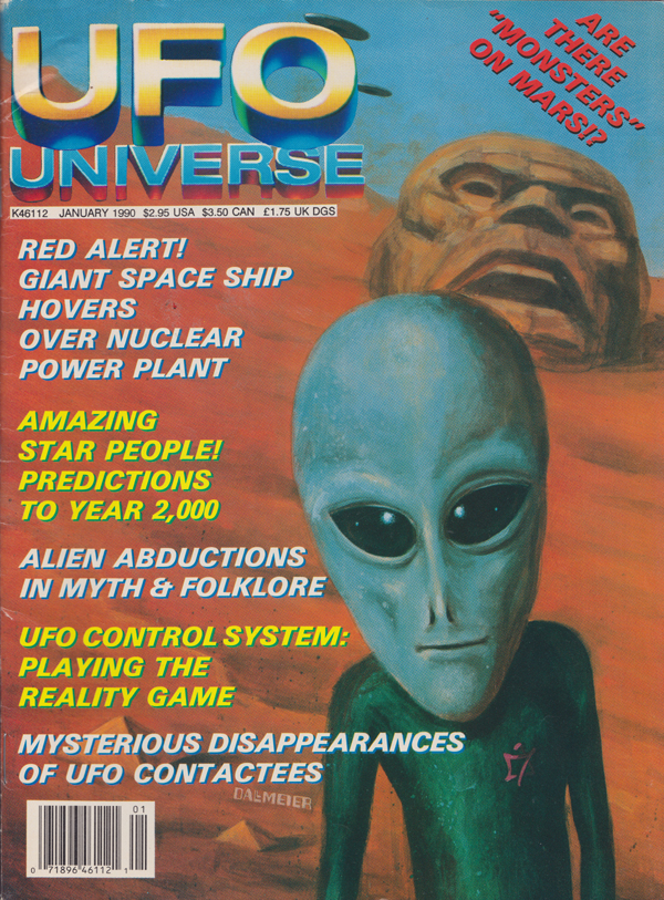 UFO Universe January 1990 magazine back issue UFO Universe magizine back copy Monsters on Mars,Giant Space Ship ,Amazing Star People,Alien Abductions in Myth & Folklore, ufo