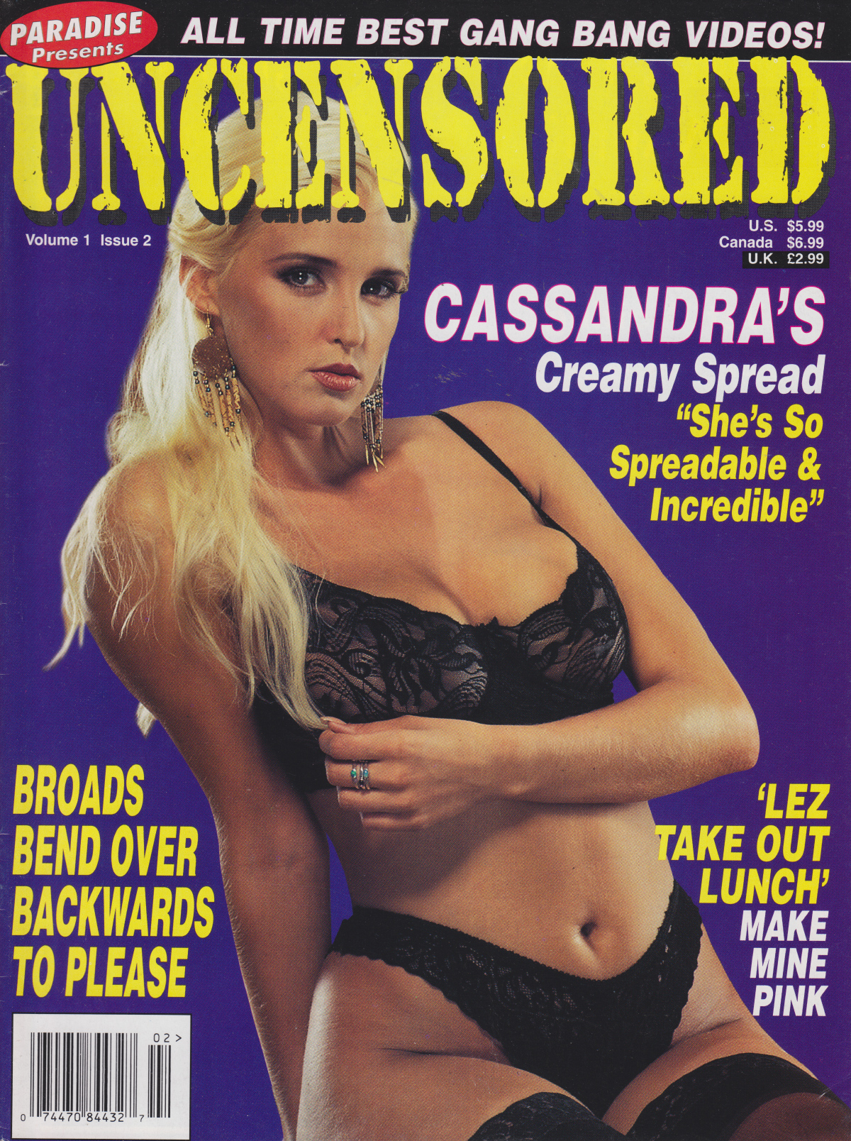Uncensored Vol. 1 # 2 magazine back issue Uncensored magizine back copy 