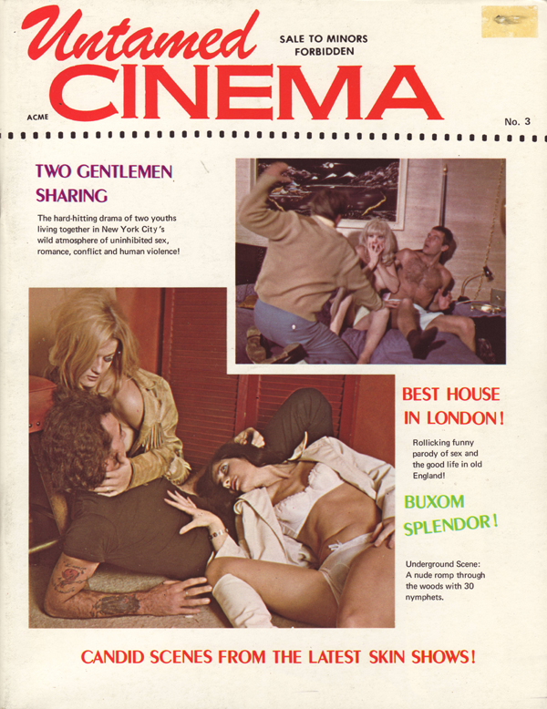 Untamed Cinema # 3 magazine back issue Untamed Cinema magizine back copy untamed cinema wild uninhibited sex romance buxom nude nymphets candid skin justine brooks  