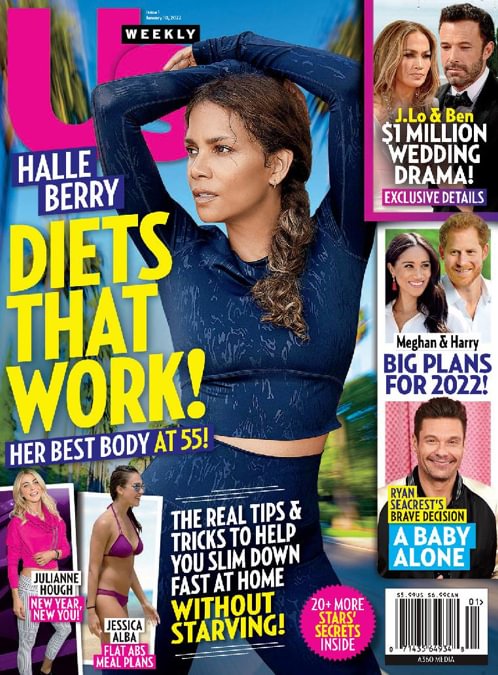 Us Weekly January 10, 2022, , Halle Berry Diets That Work! Her Best Body At 55!