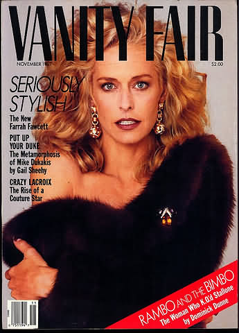 Vanity Fair November 1987 magazine back issue Vanity Fair magizine back copy Vanity Fair November 1987 Fashion Popular Culture Magazine Back Issue Published by Conde Nast Publishing Group. The New Farrah Fawcett.