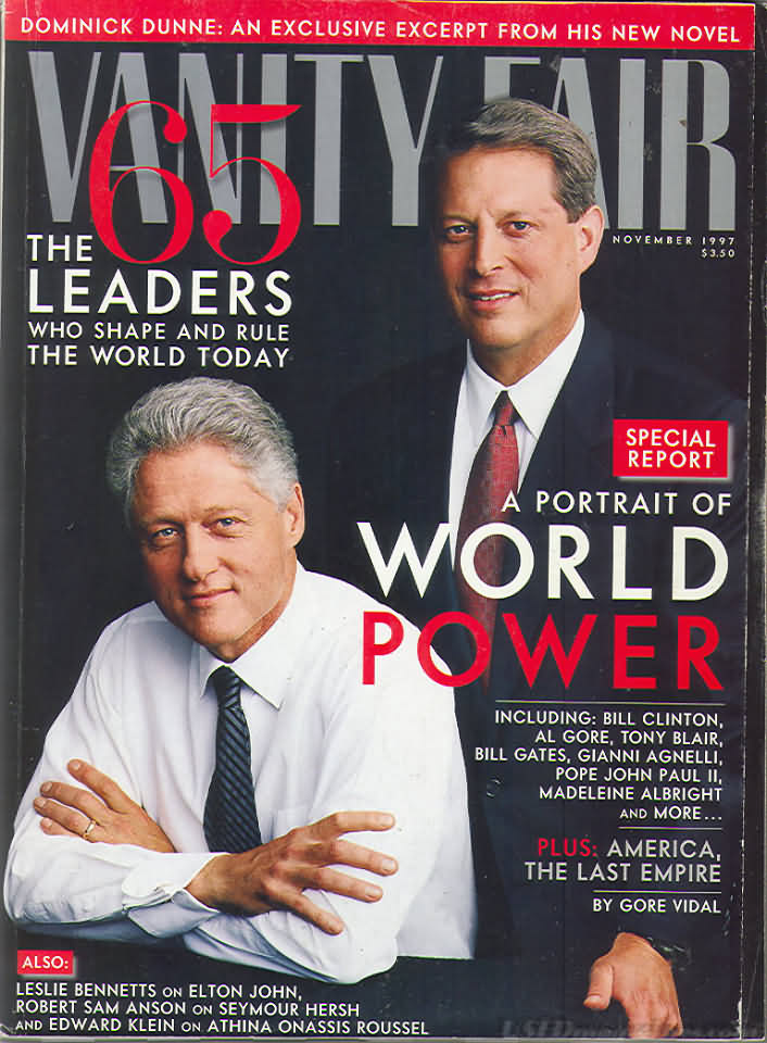 Vanity Fair November 1997 magazine back issue Vanity Fair magizine back copy Vanity Fair November 1997 Fashion Popular Culture Magazine Back Issue Published by Conde Nast Publishing Group. The Leaders Who Shape And Rule The World Today.