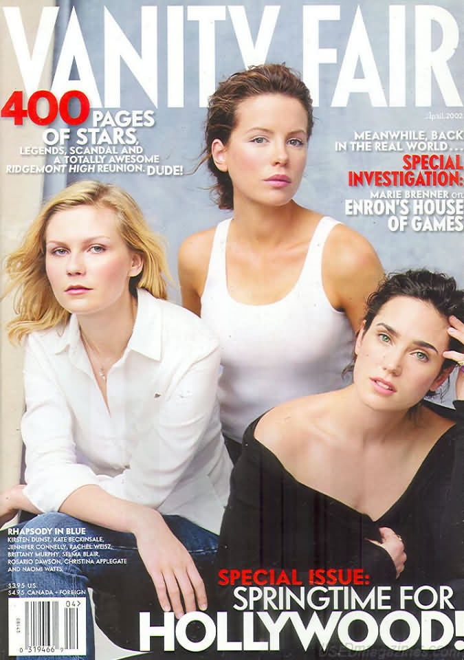 Vanity Fair April 2002 magazine back issue Vanity Fair magizine back copy Vanity Fair April 2002 Fashion Popular Culture Magazine Back Issue Published by Conde Nast Publishing Group. 400 Pages Of Stars Legends Scandal And A Totally Awesome Ridgemont High Reunion Dude!.