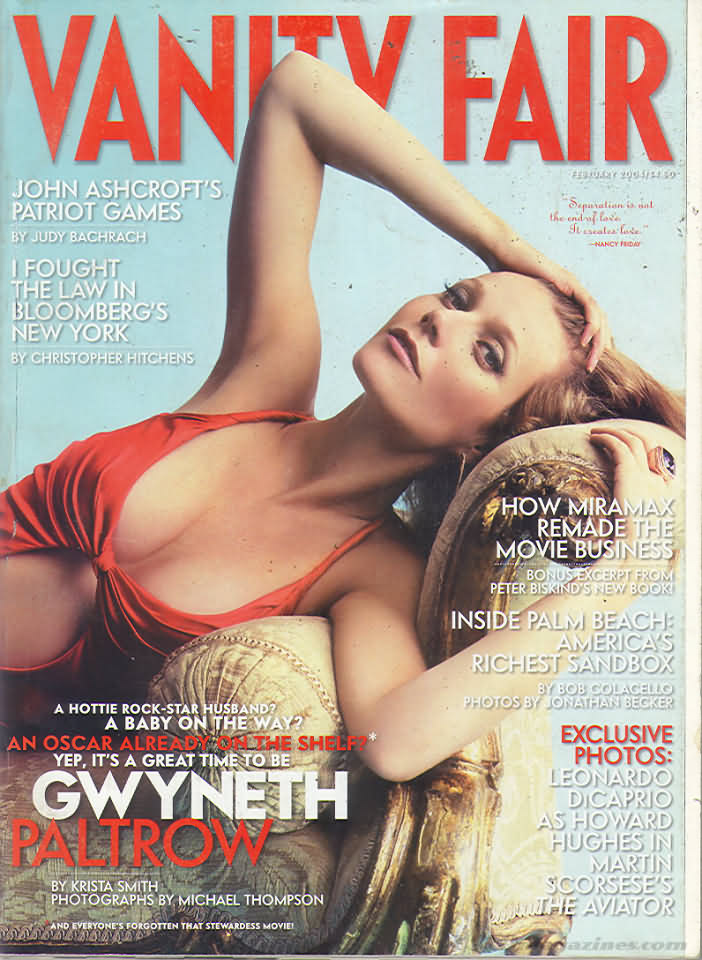 Vanity Fair February 2004 magazine back issue Vanity Fair magizine back copy Vanity Fair February 2004 Fashion Popular Culture Magazine Back Issue Published by Conde Nast Publishing Group. John Ashcroft's Patriot Games By Judy Bachrach .