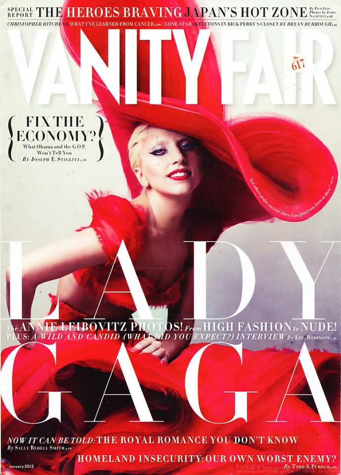 Vanity Fair January 2012 magazine back issue Vanity Fair magizine back copy Vanity Fair January 2012 Fashion Popular Culture Magazine Back Issue Published by Conde Nast Publishing Group. Covergirl Lady Gaga.