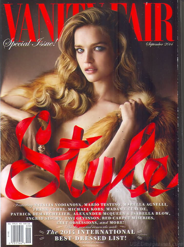 Vanity Fair September 2014 magazine back issue Vanity Fair magizine back copy Vanity Fair September 2014 Fashion Popular Culture Magazine Back Issue Published by Conde Nast Publishing Group. Featuring: Natalia Vodianova, Mario Testino, Marella Agnelli, Frank Gehry, Michael Kors,Madame Claud.