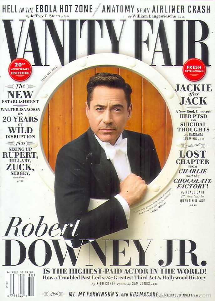 Vanity Fair October 2014 magazine back issue Vanity Fair magizine back copy Vanity Fair October 2014 Fashion Popular Culture Magazine Back Issue Published by Conde Nast Publishing Group. Covergirl Robert Downey Jr..