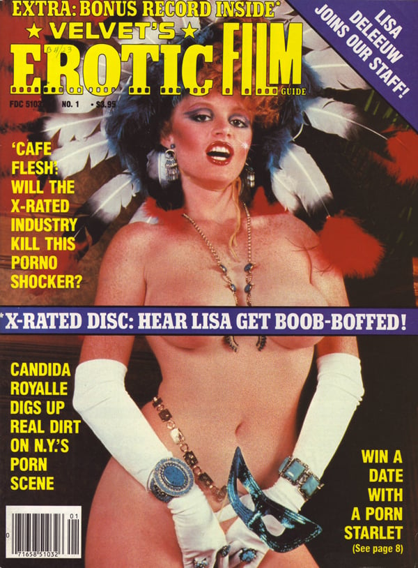 Velvet's Erotic Film Guide January 1983 magazine back issue Velvet Erotic Film Guide magizine back copy velvet erotic film guide lisa deleeuw cafe flesh porno lisa boob candida royalle x-rated boffed