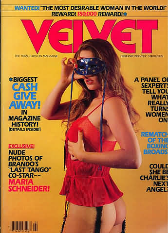 Velvet February 1980 magazine back issue Velvet magizine back copy Velvet February 1980 Adult Top-Shelf Blue Magazine Back Issue Publishing Naked Pornographic X-Rated Images. Nude Photos of Maria Schneider from The Last Tango in Paris.