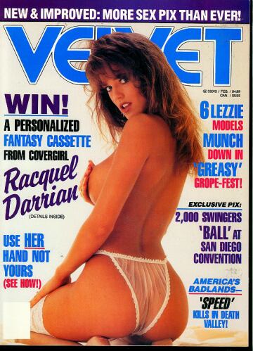 Velvet February 1992 magazine back issue Velvet magizine back copy Velvet February 1992 Adult Top-Shelf Blue Magazine Back Issue Publishing Naked Pornographic X-Rated Images. Covergirl Racquel Darrian (Nude) .